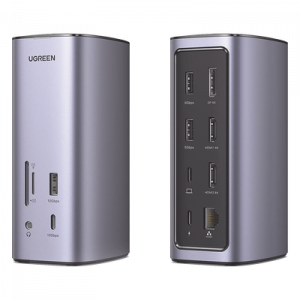 Docking Station USB-C 12 en 1 / 8K HDMI / 4K DisplayPort / USB 3.2 Gen 2 10Gbps / Gigabit Ethernet / Lector SD+MicroSD / Audio 3.5mm / PD 100W