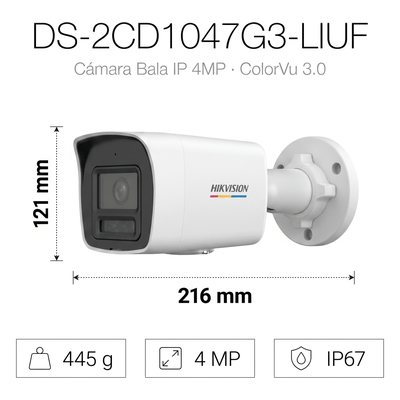 Cámara Bala IP / 4 Megapixel / Dual Light 30 m (98.4 ft) / ColorVu 3.0 / WDR 120 dB / IP67 / PoE - Image 2