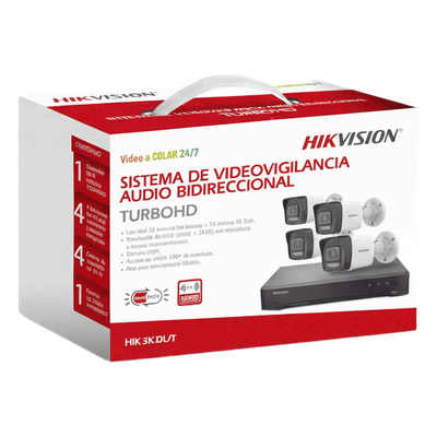 Kit TurboHD / 3K 5 Megapixel / DVR 4 Canales + 2 IP / 4 Cámaras Bala Dual Light / IR 30 m (98.4 ft) / Audio Bidireccional / AcuSense Kit TurboHD / 3K 5 Megapixel / DVR 4 Canales + 2 IP / 4 Cámaras Bala Dual Light / IR 30 m (98.4 ft) / Audio Bidireccional / AcuSense