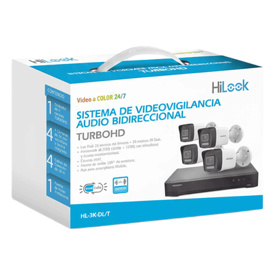 Kit TurboHD 3K / DVR 4 Canales / 4 Cámaras Bala Dual Light / Audio Bidireccional / IR 30 m (98.4 ft) / Cables 18 m (59.1 ft) Kit TurboHD 3K / DVR 4 Canales / 4 Cámaras Bala Dual Light / Audio Bidireccional / IR 30 m (98.4 ft) / Cables 18 m (59.1 ft)