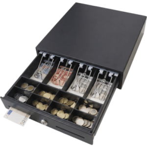 Cajón para Efectivo / 4 Compartimentos Billetes / 5-8 Compartimentos Monedas / Ranura de Inserción / Cerradura con Llave / Diseño Extraíble
