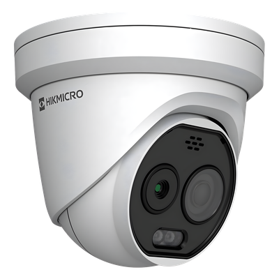 Cámara Turret IP Bi-espectral / Térmica 256×192 / Óptica 5 Megapixel / Detección de Temperatura -20°C a 650°C / Dual Light 30 m (98.4 ft) / IA Avanzada Cámara Turret IP Bi-espectral / Térmica 256×192 / Óptica 5 Megapixel / Detección de Temperatura -20°C a 650°C / Dual Light 30 m (98.4 ft) / IA Avanzada