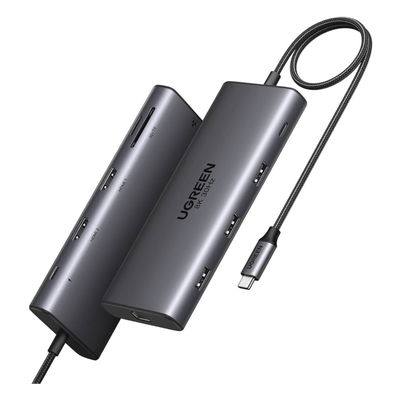 Docking Station USB-C 10 en 1 / Dual HDMI 4K 60Hz y 8K 30Hz / Carga PD 100W / Ethernet Gigabit / USB 3.0 / Lector SD-TF Docking Station USB-C 10 en 1 / Dual HDMI 4K 60Hz y 8K 30Hz / Carga PD 100W / Ethernet Gigabit / USB 3.0 / Lector SD-TF