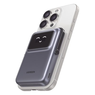 Power Bank Inalámbrico / 10000 mAh / Carga Inalámbrica 7.5W / USB-C 20W / Pantalla TFT con Emojis / Soporte Plegable / Succión Magnética 10N Power Bank Inalámbrico / 10000 mAh / Carga Inalámbrica 7.5W / USB-C 20W / Pantalla TFT con Emojis / Soporte Plegable / Succión Magnética 10N