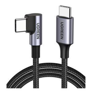 Cable USB-C a USB-C / 1 Metro (3.28 Pies) / Conector 90° / Carga 60W / 480 Mbps / Nylon Trenzado / Aluminio