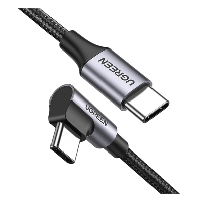 Cable USB-C a USB-C / 1 Metro (3.28 Pies) / Conector 90° / Carga 60W / 480 Mbps / Nylon Trenzado / Aluminio - Image 2