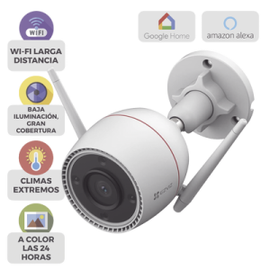 Cámara Bala IP / 5 Megapixel (3K) / Wi-Fi 2.4 GHz / IR 30 m (98.4 ft) / Visión Nocturna Color / IP67 / Audio Bidireccional / Alarma Luz y Sirena