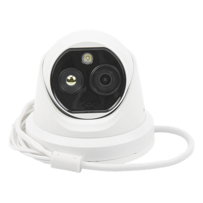 Turret IP Dual / Térmica 1.8 mm (160 x 120) / Óptico 2 mm (4 Megapixel) / Detección de Personas 53 mts / 15 mts IR / Exterior IP67 / PoE / Termométrica / Detección de Temperatura / Sirena y Luz / Micro SD 32 GB Incluida - Image 2