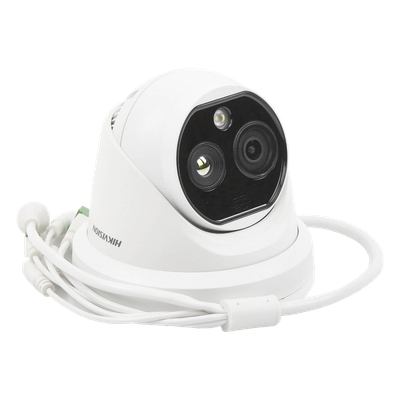 Turret IP Dual / Térmica 1.8 mm (160 x 120) / Óptico 2 mm (4 Megapixel) / Detección de Personas 53 mts / 15 mts IR / Exterior IP67 / PoE / Termométrica / Detección de Temperatura / Sirena y Luz / Micro SD 32 GB Incluida - Image 3