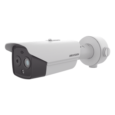 Cámara Bala IP Dual / Térmica 256 x 192 / Óptica 4 Megapixel / IR 30 m (98.4 ft) / PoE / Termométrica / Sirena / IP66 Cámara Bala IP Dual / Térmica 256 x 192 / Óptica 4 Megapixel / IR 30 m (98.4 ft) / PoE / Termométrica / Sirena / IP66