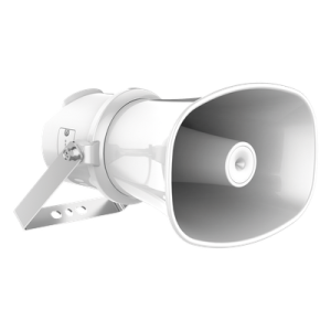 Altavoz IP Tipo Trompeta | 7 Watts | PoE+ | Integración con Hik-Central Professional | Reproducción de Audio vía Red | IP67 | Salida de 12 VCD | Metal | compatible con Hik-Connect