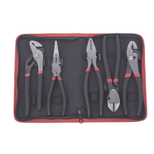 Juego de Pinzas / 5 Piezas / 8″ (203.2 mm) / Acero / Mango Antiderrapante / Estuche Plástico