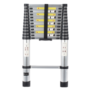 Escalera Telescópica / Aluminio / Altura 3.8 m (12.5 ft) / Carga 150 kg / Plegable 85 cm (2.8 ft) / 13 kg